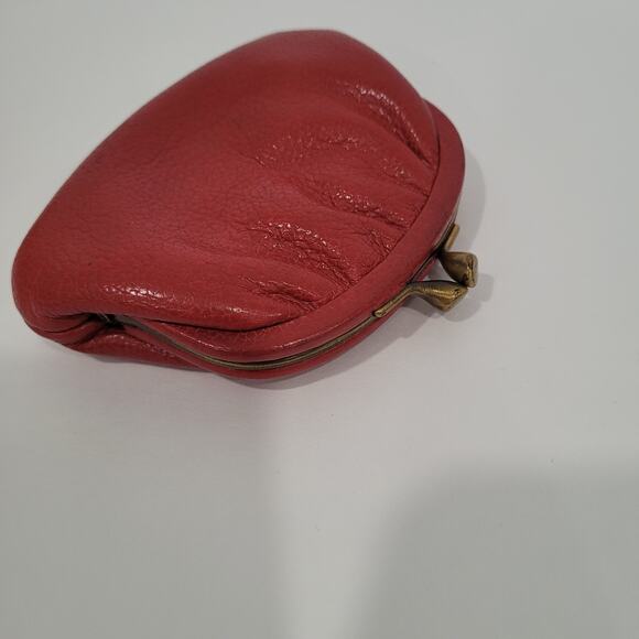 IL BISONTE Coin Purse Wallet Small Red Kiss Lock Geniue Leather Made in Italy - Picture 7 of 10